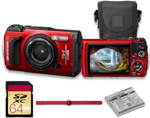 OM System Olympus Tough TG-7 Underwater Digital Camera (Red) 12MP BSI CMOS Senso...