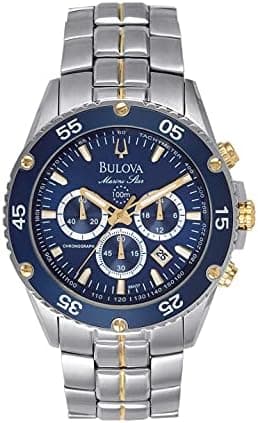Bulova Men's Marine Star Two-Tone Stainless Steel Chronograph Quartz Watch, Blue...