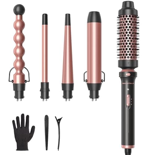 Wavytalk 5 in 1 Curling Wand Set, Multi Curl, Curling Wand Set with Thermal Brus...