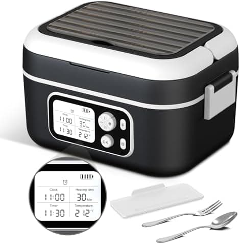 Cordless Electric Heated Lunch Box, 1.5L 6.3Cups 24000mAh Rechargeable Battery S...