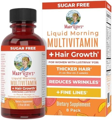 MaryRuth's Liquid Multivitamin + Hair Growth Travel Pack | 8 ct | Biotin 10000mc...
