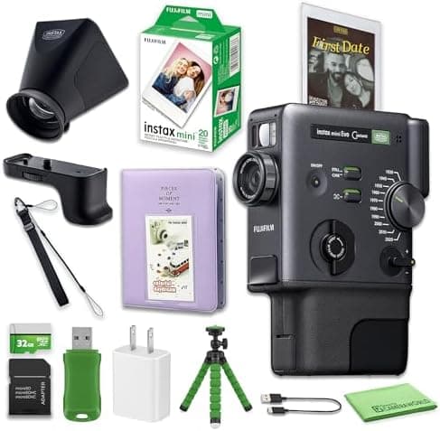 FUJIFILM instax mini Evo Cinema Hybrid Instant Camera Gift Bundle with Viewfinde...